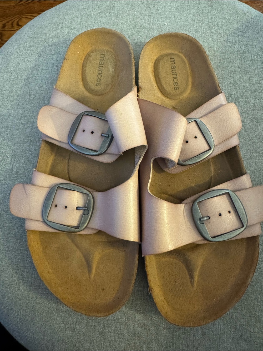 Maurices Woman’s Light Pink Double-Buckle Slide Sandals